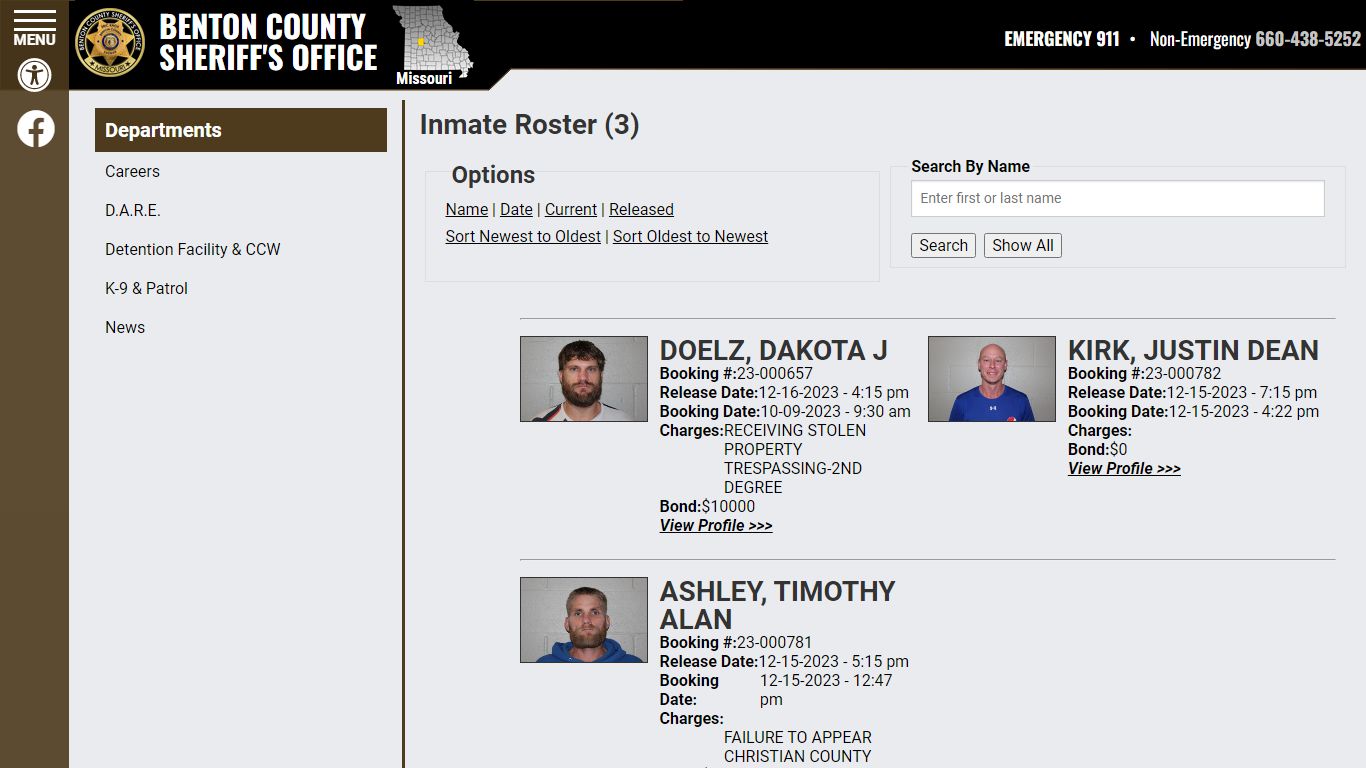 Released Inmates Booking Date Descending - Benton County MO Sheriff’s ...