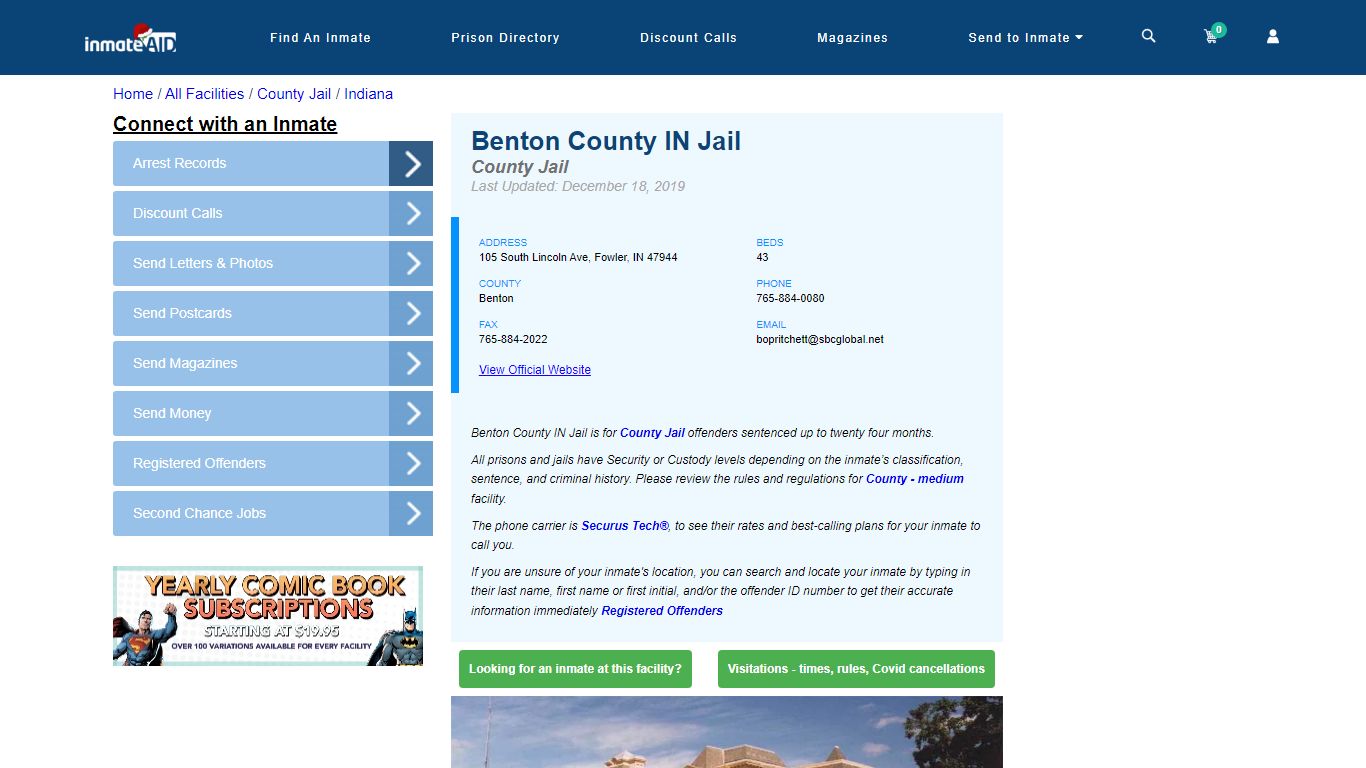 Benton County IN Jail - Inmate Locator - Fowler, IN